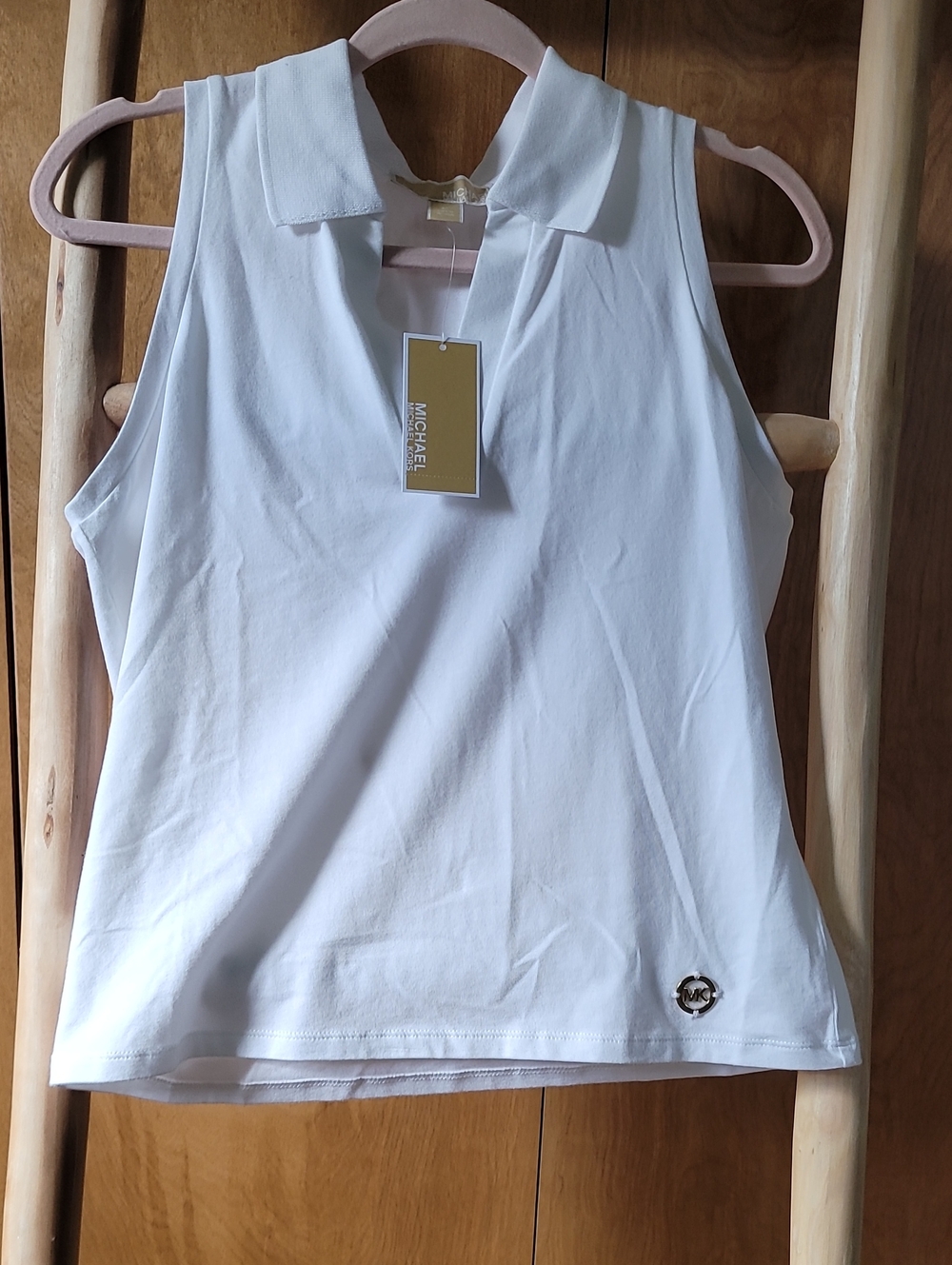 Michael Kors White Sleeveless Polo Tank Top